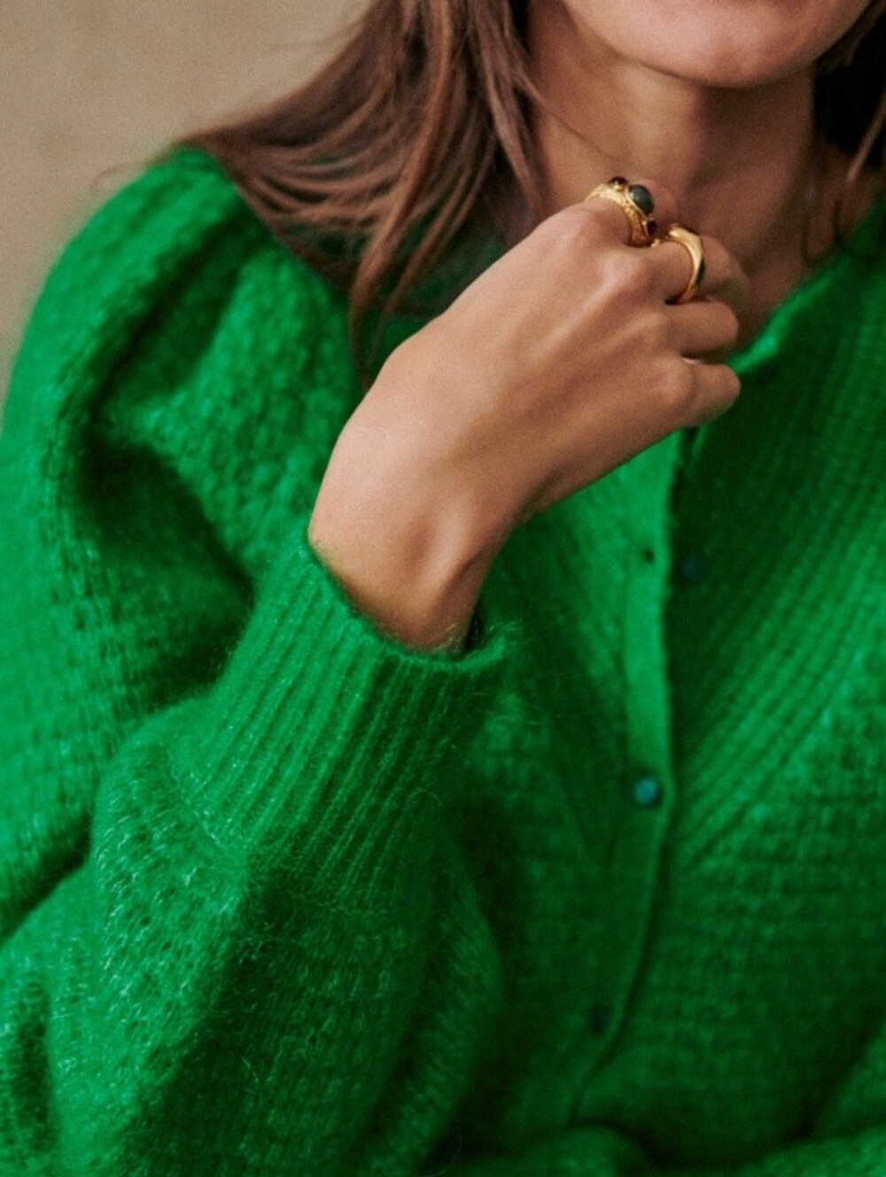 Sezane Solena Cardigan Vert Flash - Size S - Picture 2 of 7